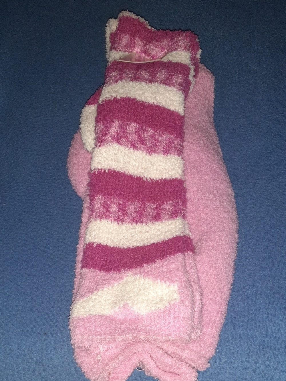 Plush Pink & White Striped Cozy Socks - Women's Fuzzy Lounge Socks